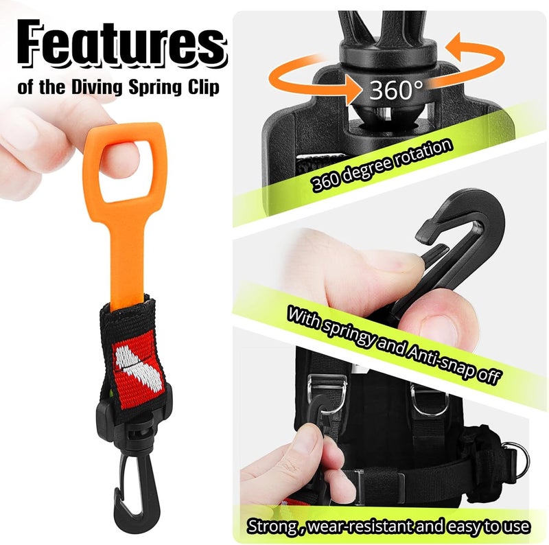 Dawitrly 2 Pack Scuba Diving Regulator Octopus Holder, Octopus Mouthpiece Retainer with Spring Clip, Dive Flag Webbing and Silicone Ring, 2nd Stage Regulator Keeper for Divers and Snorkelers - Image 4